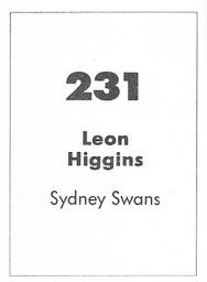1990 Select AFL Stickers #231 Leon Higgins Back